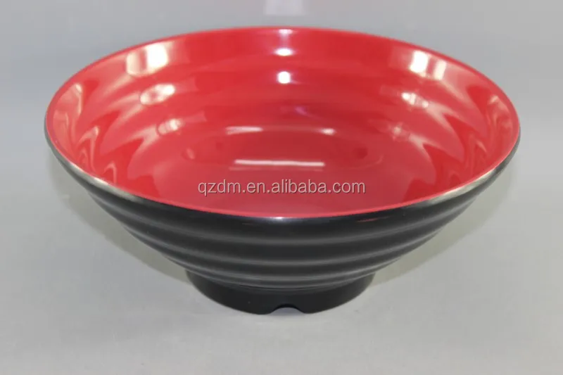 Red and black Melamine Noodle Bowl , Wave bowl