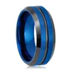 Wholesale Fashion Jewelry Brushed Blue Black Men's Wedding Bands Tungsten Ring