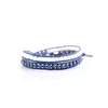 Fairy style Lapis lazuli and white jade gem stone bracelets dark blue leather wrap bracelets