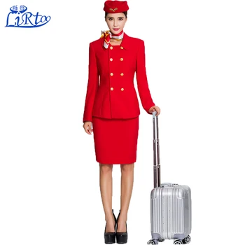 Best Quality Cabin Crew Uniform Red Flight Attendant Uniform Suits ...