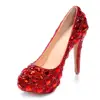 Guangzhou Wholesale Large Size Ladies Shoes Party Crystal Shoes