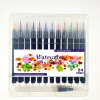 New Package hard plastic box brush tip water color pen set 24 Brush Marker+2 water pen
