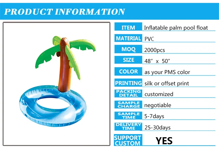 Thickened Vinyl Inflatable Palm Tree Pool Float Durable Pvc Blow Up