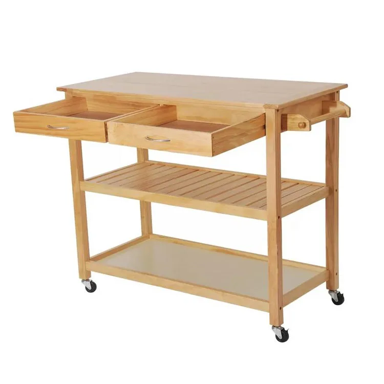 Solid Wood Food Cart Manufacturer Mobile Kitchen Rolling Cart Buy