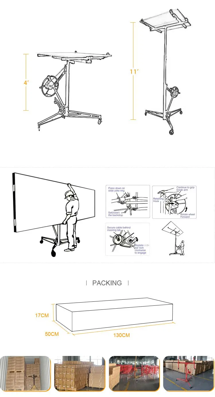 Easy Operated Portable Drywall Lifter With Ce Bsci One Person Can