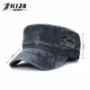 High Quality China Wholesale Fashion Trendy Jeans Flat Top OEM Unisex Military Caps