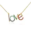 mix color mini diamond 18k gold love charm necklace