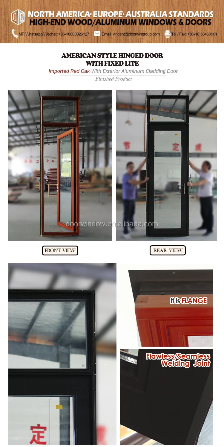 Insulated luxury aluminium wood doors in-swing aluminum with composite french casement door hot sale modern solid