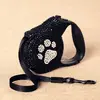 Factory supply pet products dog leash 3m plastic case with crystal retractable dog leash