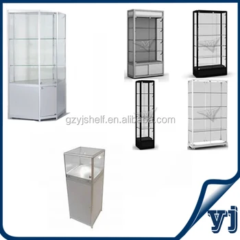 Glass Display Showcase Freestanding Aluminum Tower Glass Door