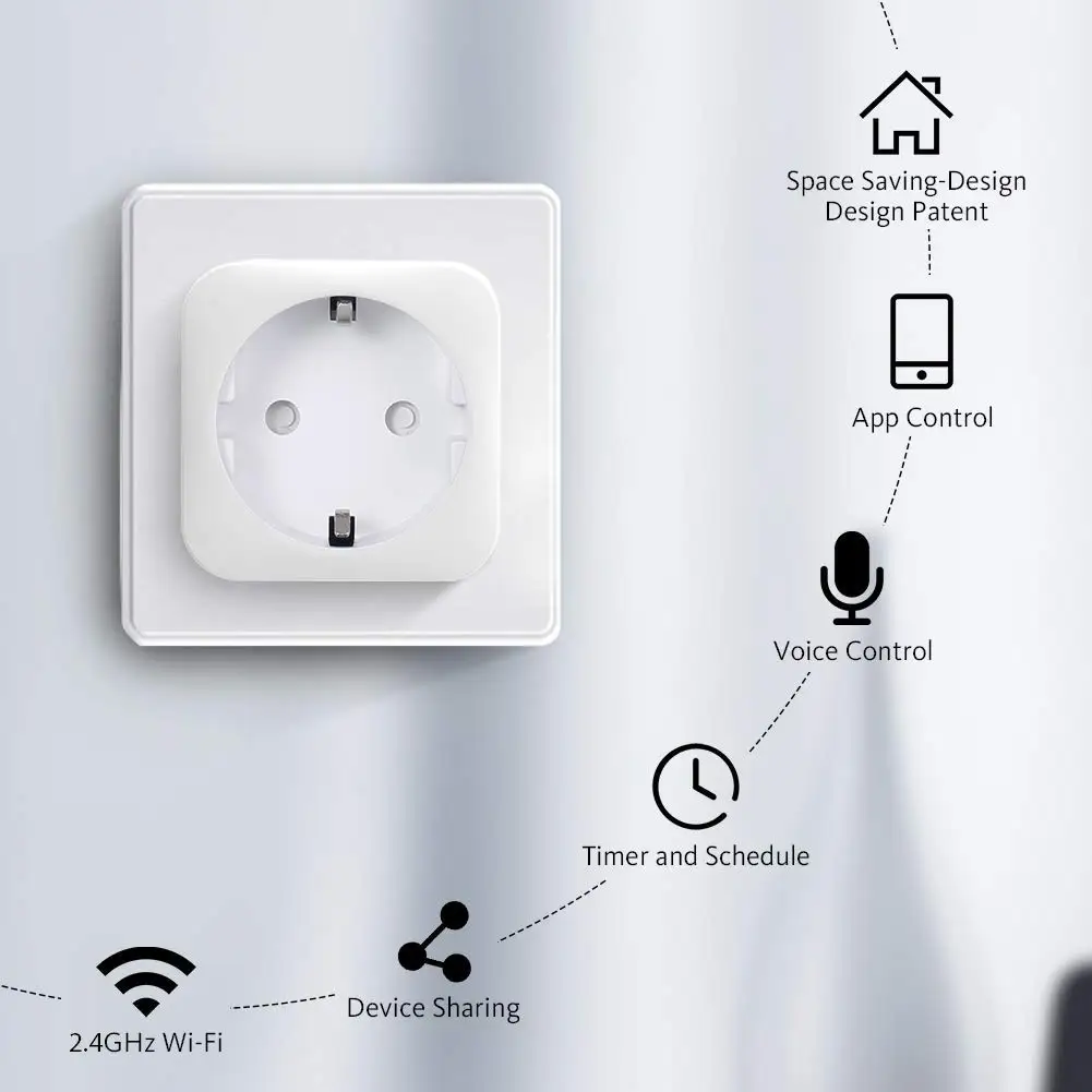 Google Home And Alexa Compatible European Standard Wifi Smart Socket