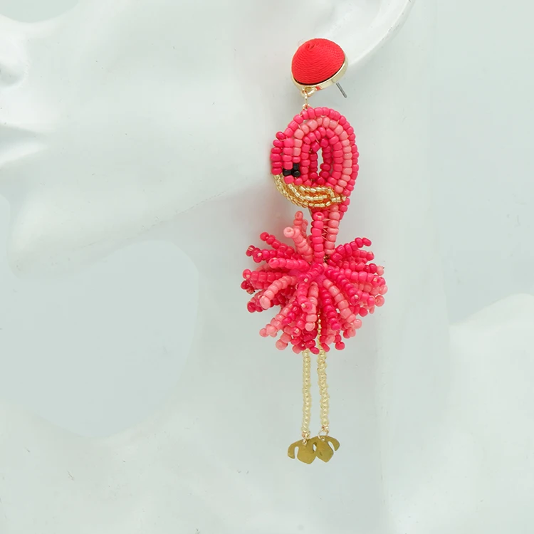 Handmade Miyuki Aretes Glass Seed Bead Bird Flamingo Earrings - Buy ...