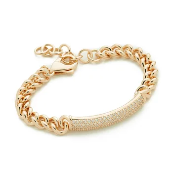 B36 033 Women New Design Crystal Rhinestone Simple Id Bracelet Gold B36 033 Women New Design Crystal Rhinestone Simple Id Bracelet Gold Plated