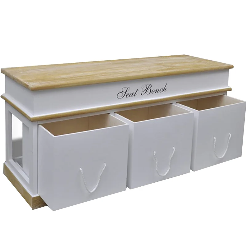 Willow Baskets Wood Storage Bench