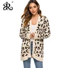 Long leopard cardigan sweater knit jacket autumn and winter new women's sweater