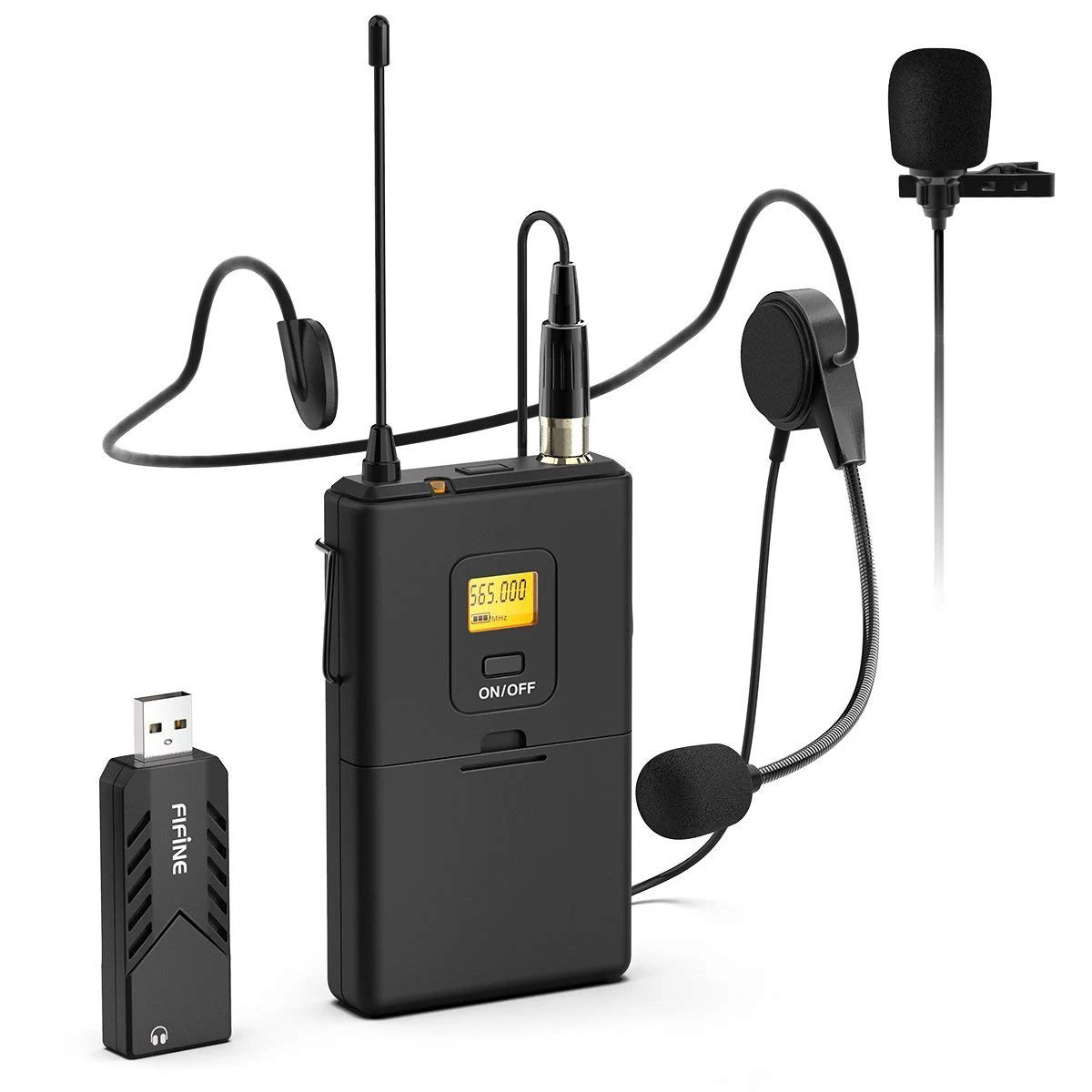 Fifine Uhf Microfono Inalambrico Outdoor Wireless Headset & Lapel Clip