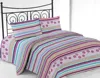 Microfiber Printed Bed Sheet Set With Lilac Stripe Design