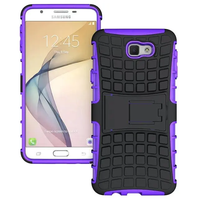 shockproof TPU+PC 2in1 tire pattern bracket cover phone case For Samsung Galaxy J7 Prime