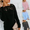Solid Color Stitching Lace Long Sleeve Sweater Knitting Pullovers Women Tops Knitted Sweaters Woman Clothes Female Streetwear