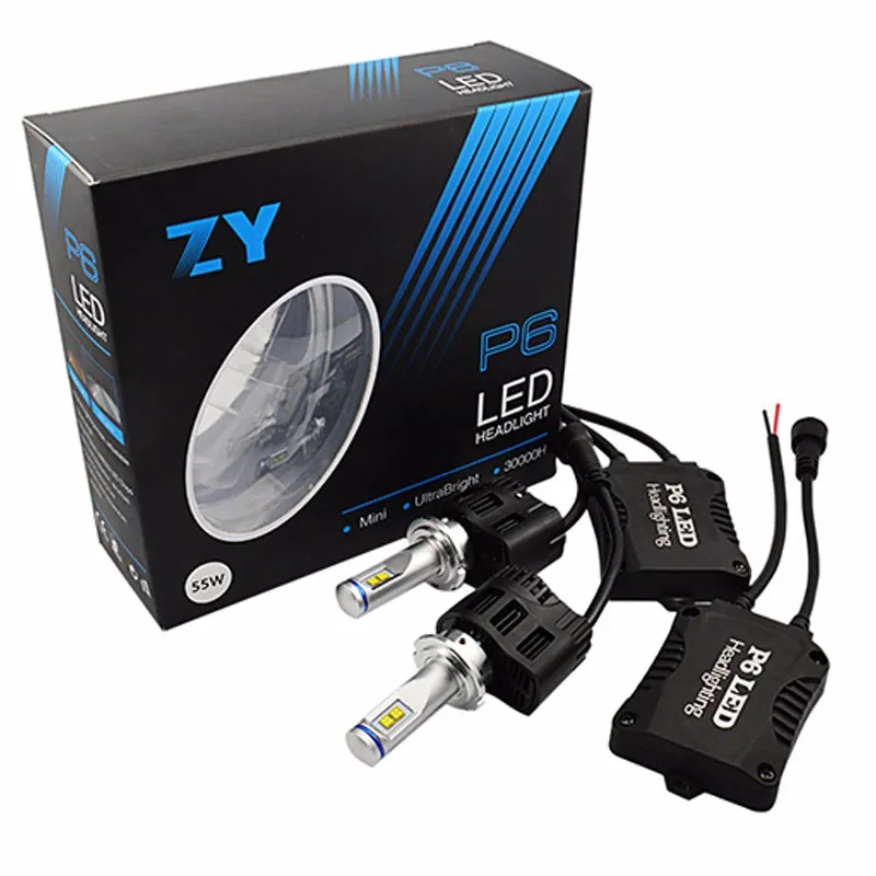 Super bright MZ chip P6 Car LED Headlight 55W 5200LM Automobile LED Head Light Bulb D1s D2s D3s D4s car headlights