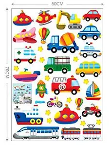 Yoovi Transportation and City Scene Kids' Room Peel and Stick Wall Sticker Decals (City scene vehicle)