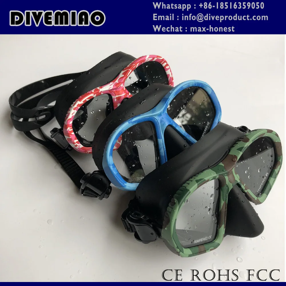 Scuba Dive Mask Low Volume Dive Mask Camo Color Tempered Glass Custom