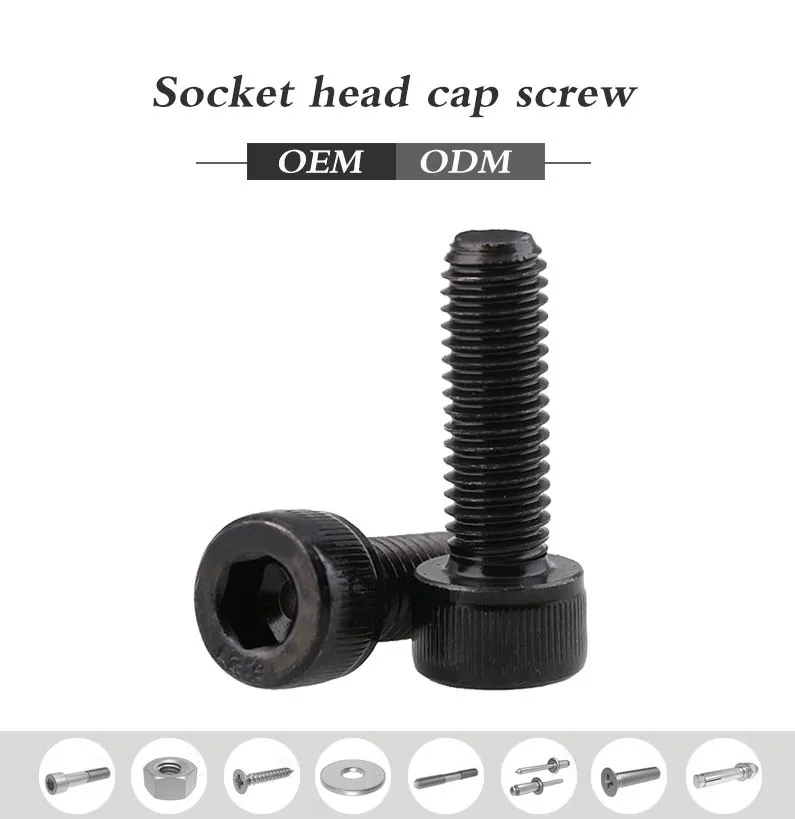 100pcs Metric DIN912 M2x4mm Black 12.9 Carbon Steel Hex Socket Head Cap Screw 