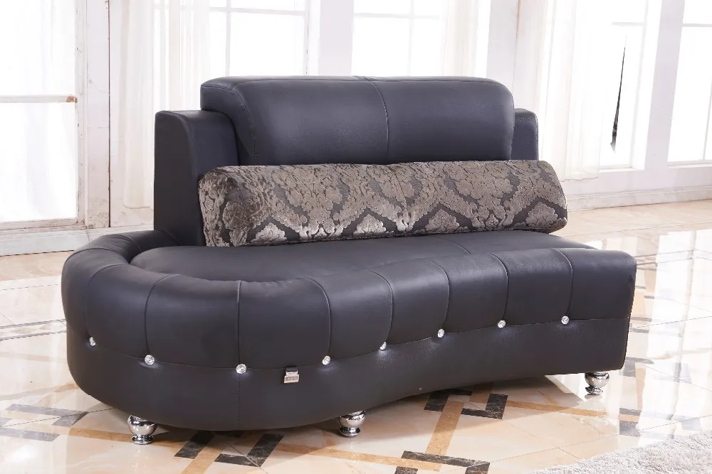 Black Diamondinlaid Europe Big Lots Half Moon Leather Sectional Sofa