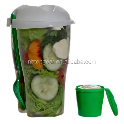 Salad To Go Plastic Fruit Salad Cup With Dressing Container Fork Buy