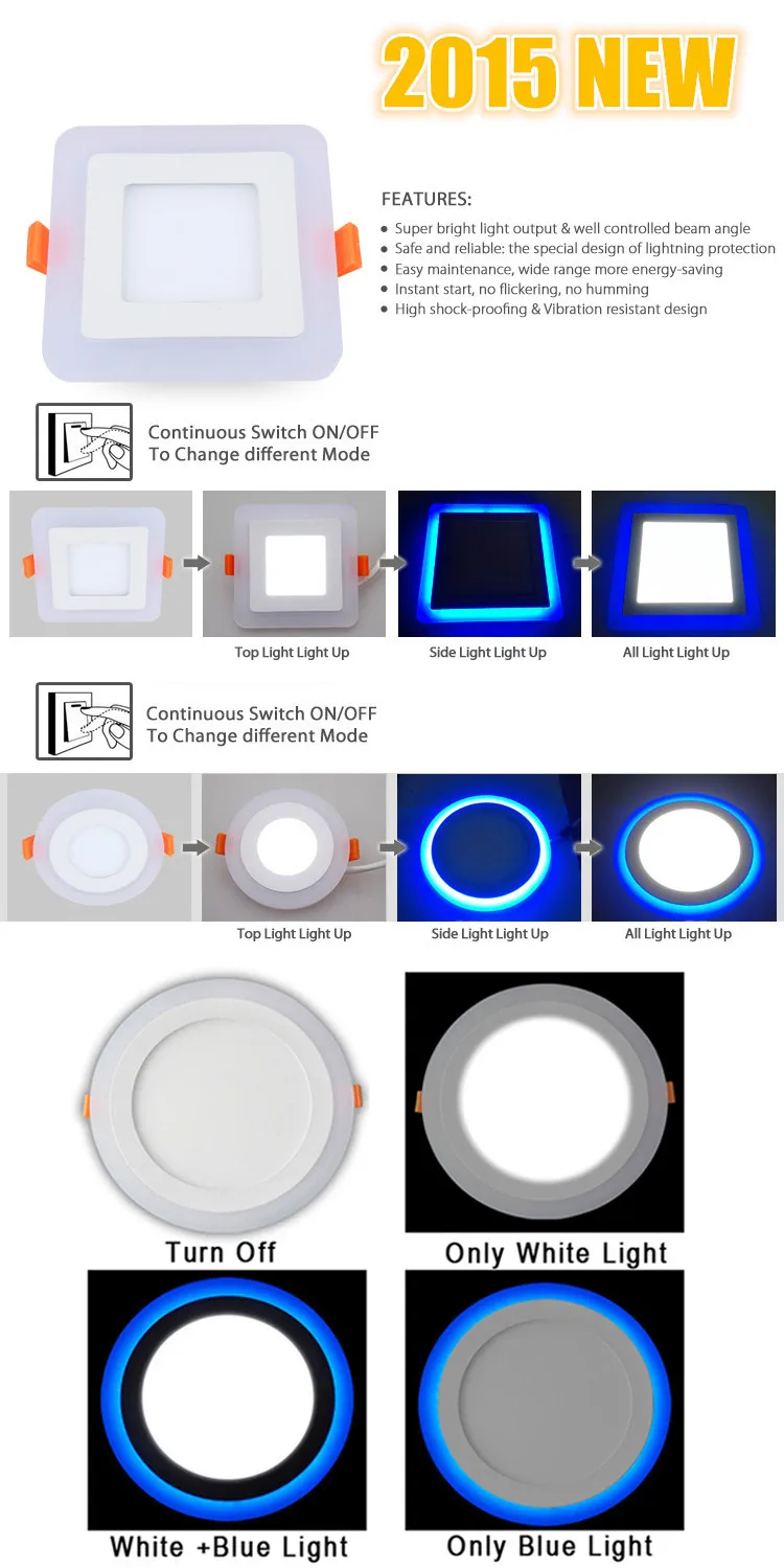 Recessed 2 In 1 Led Panel Lights Double Color Double Ring Panel Lights ...