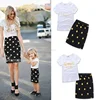 Dot Letter Cotton T-shirt+ Skirt Same Clothes For Mother And Daughter