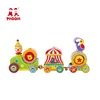 Clown circus children blocks game toy kids wooden learning block train with sound