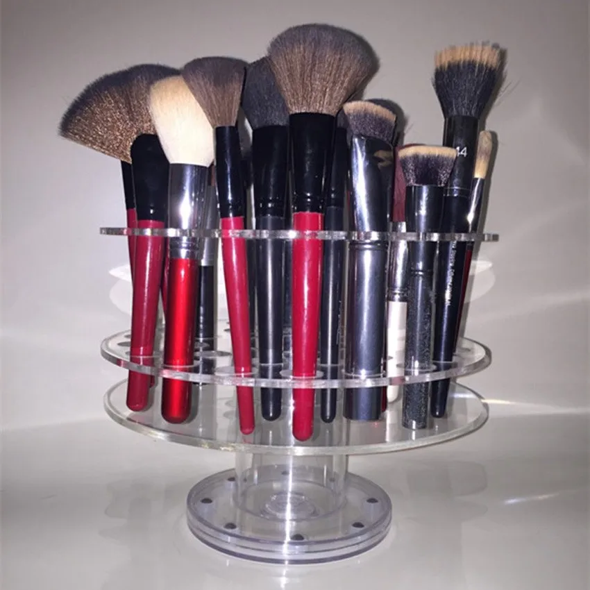 Spinning Clear Acrylic Brush Display Stand,Round Lucite Brush Lipstick