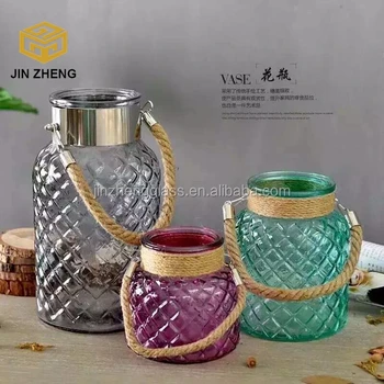 Rustic Big Bottom Flower Vases With Rope Decoration Buy Home
