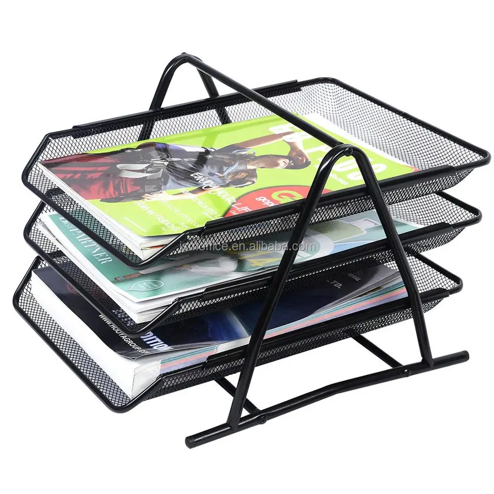 Metal 3 Tier Metal Document Trays Paper Office Mesh Document File Paper Letter Tray Organiser Holder Buy Document Tray 3 Tier File Holder 3 Tier Magazine Holder Product On Alibaba Com