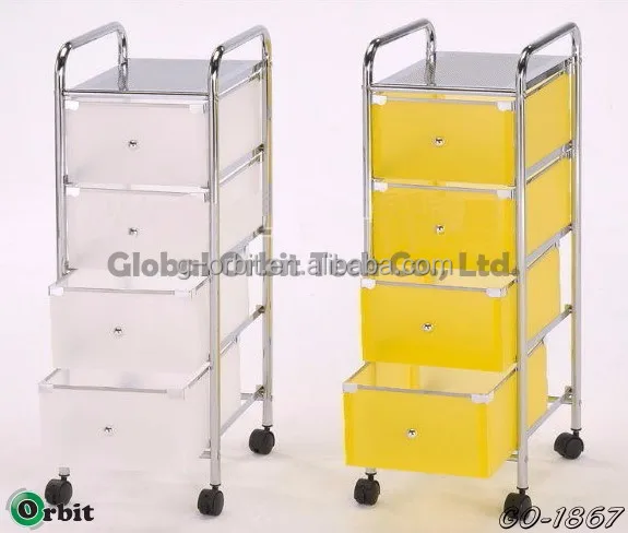 4 Tier Plastic Storage Trolley With Drawers Space Saving Storage