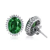 Fashion elegant 925 sterling silver 3A crystal rhodium plating classic green emerald raw material earrings