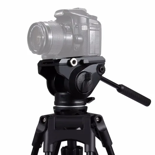 Puluz Heavy Duty Video Camera Tripod Action Fluid Drag Head With Sliding Plate For Dslr & Slr
