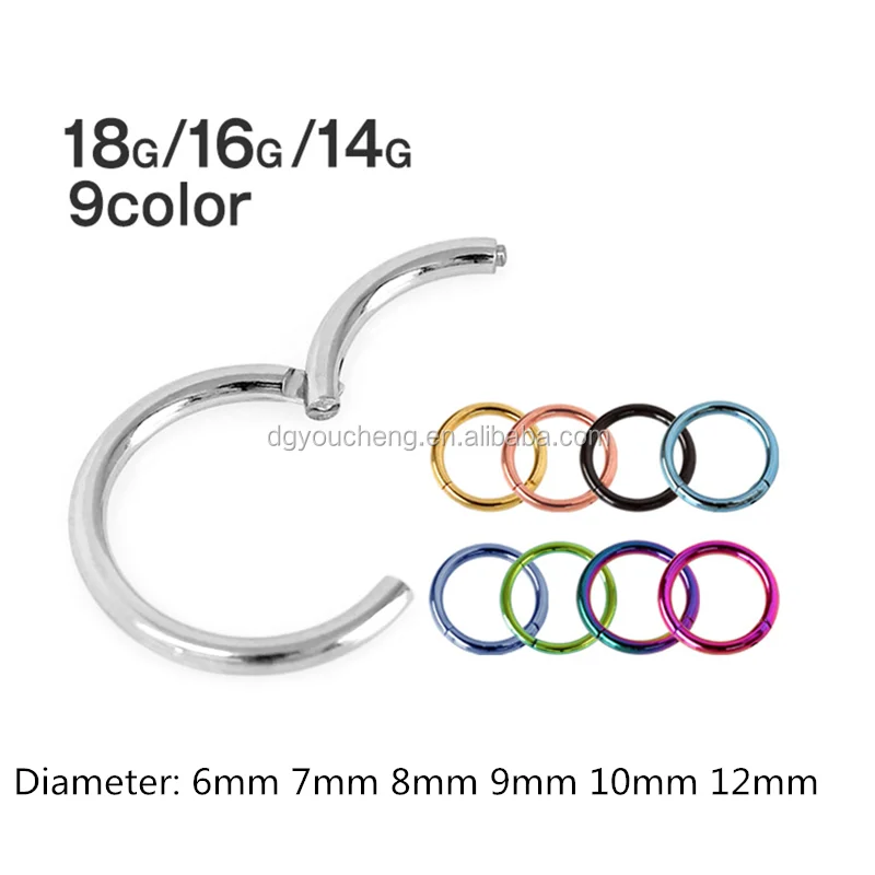 18g 16g 14g 316l Surgical Stainless Steel Hinged Segment Rings Clicker