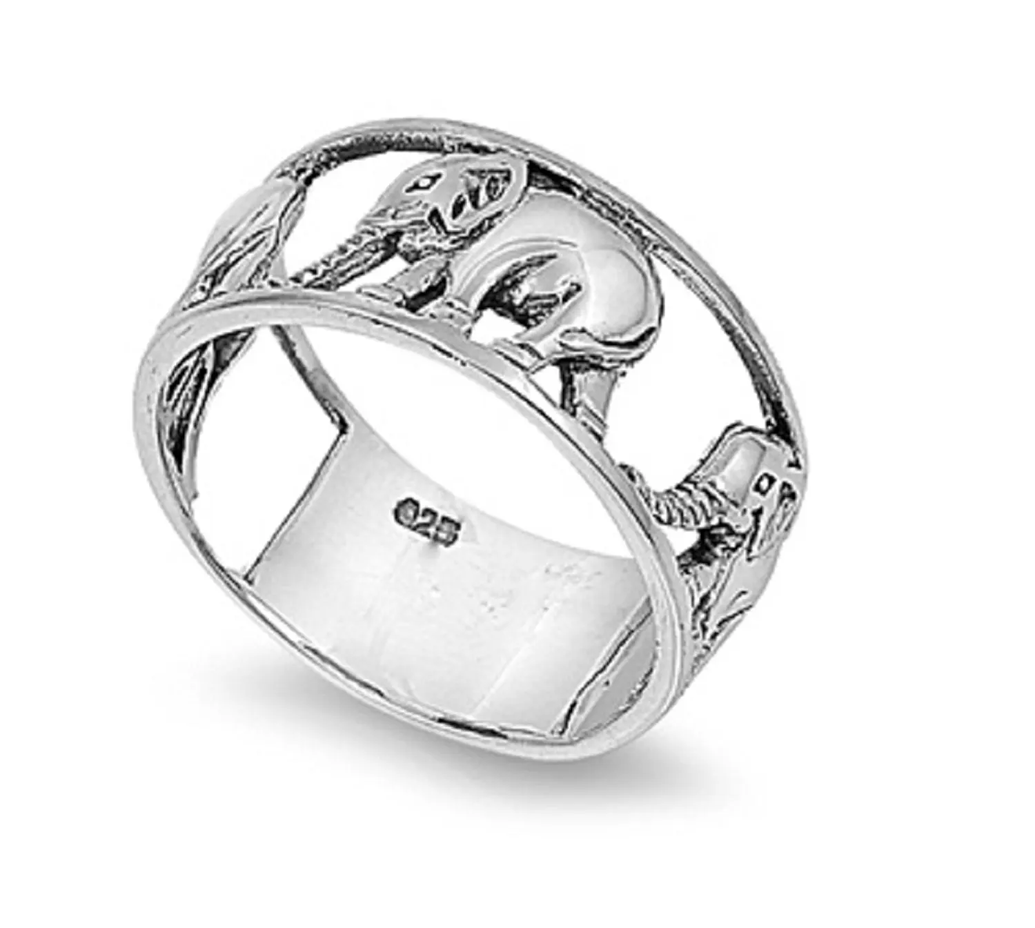 CloseoutWarehouse Oxidized Sterling Silver Flowers and Butterflies Ring
