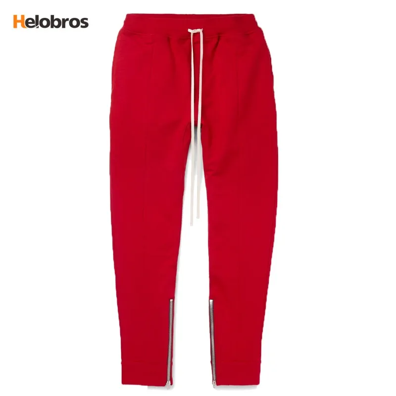 Slim Fit Red Custom Cotton Drawstring Elastic Pants Sweatpants Plain ...