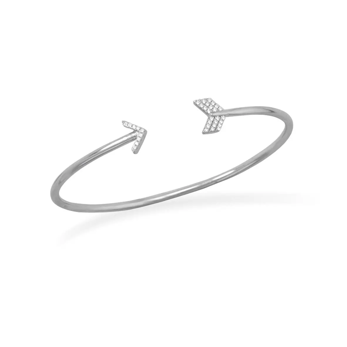 925 Sterling Silver Rhodium Plated Arrow Cuff 925 Sterling Silver Rhodium Plated Arrow Cuff Bracelet With Signity Czs