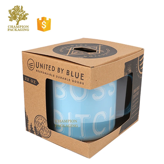 Printed Cardboard Custom Coffee Packaging Mug Box With Window - Buy