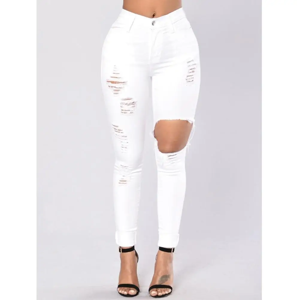 white ripped skinny jeans womens