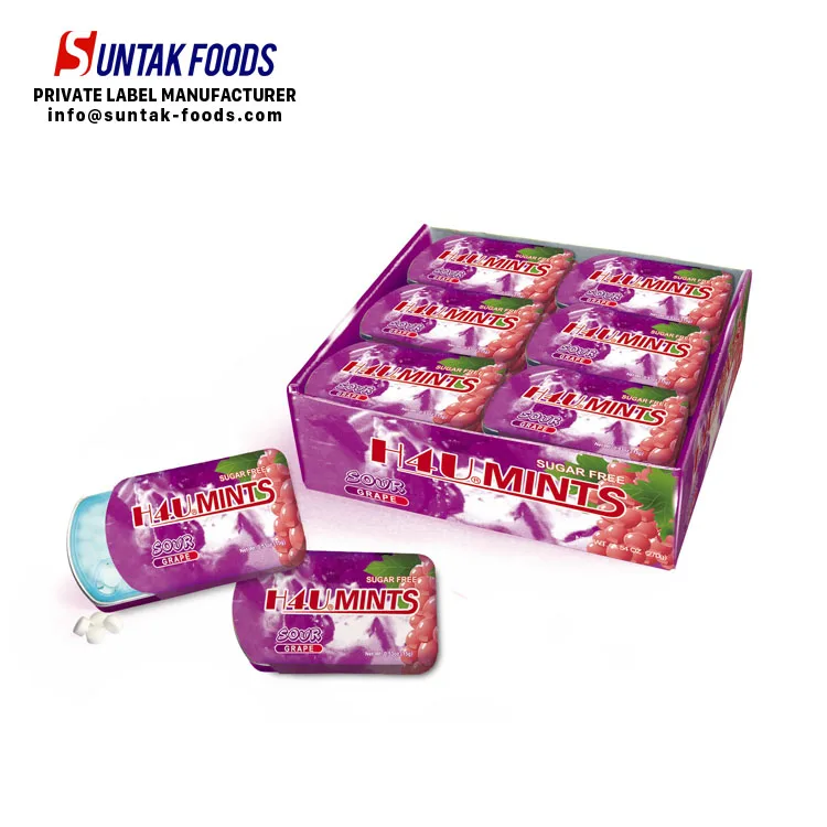 Sour Sweet Candy In Sliding Tin Box Private Label Brand Mint Candy