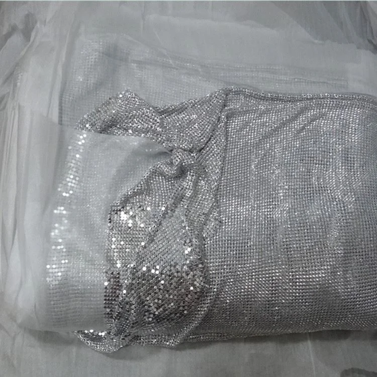 Soft Multi Color Metallic Sequin Fabric Metal Mesh Aluminum Chainmail Fabric For Garment Party Decoration
