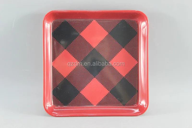 6" Melamine Square tray ,Red Melamine tray