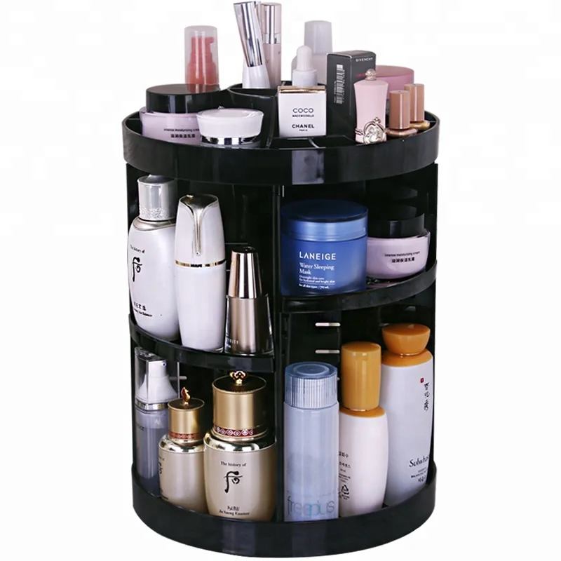 Diy Adjustable Cosmetics Caddy Shelf Organizer Box Carousel Spinning Holder Storage Rack 360