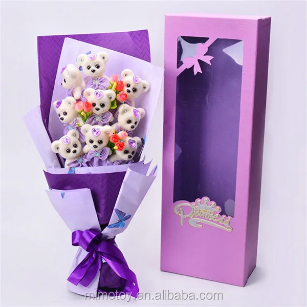 Cartoon Cute Kids Plush Toy Teddy Bear Flower Bouquet For Bridal New