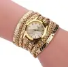 gold pu leather wrap around quartz PU wrap bracelets watch